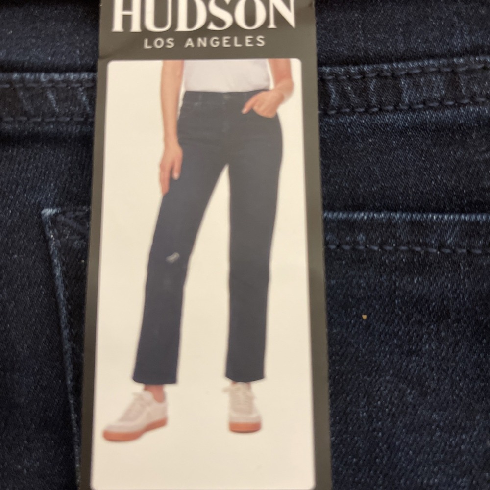 Hudson Women Straight Jeans Dark Blue Mid-Rise Button Size 8/29